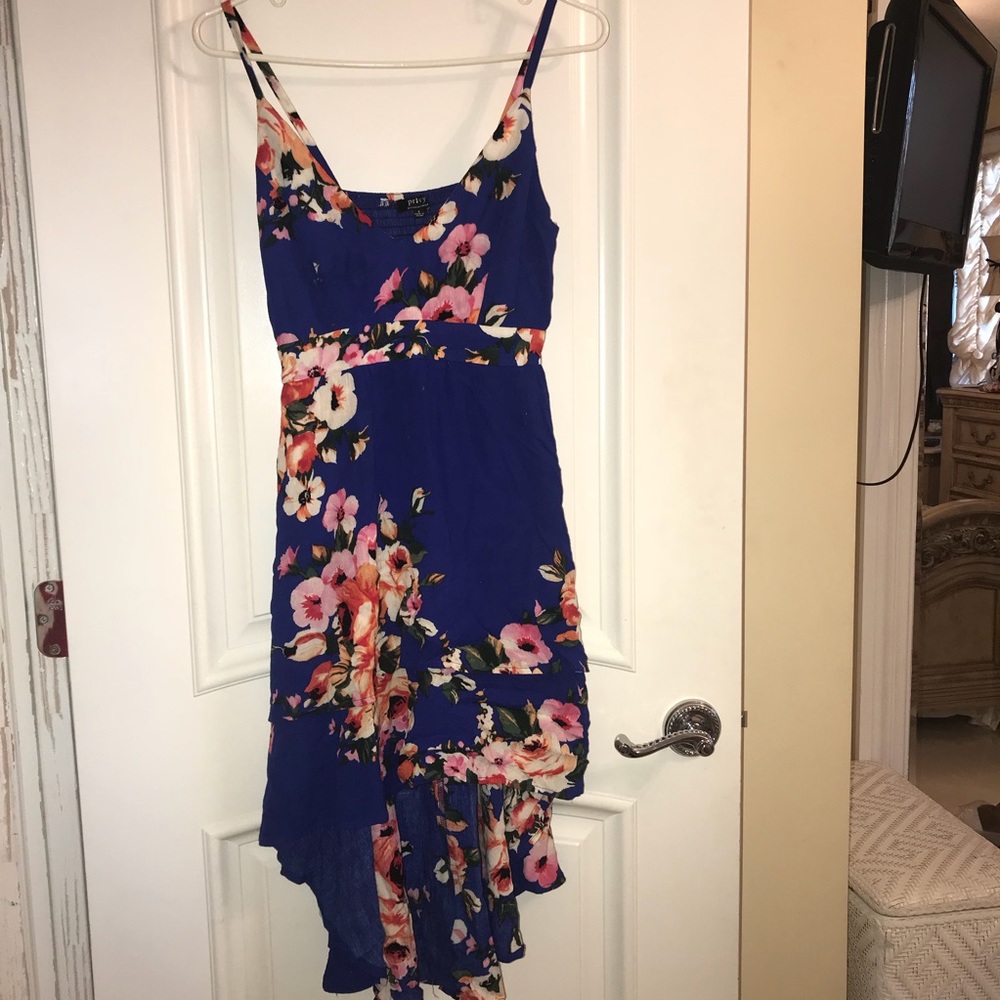 floral printed blue dress